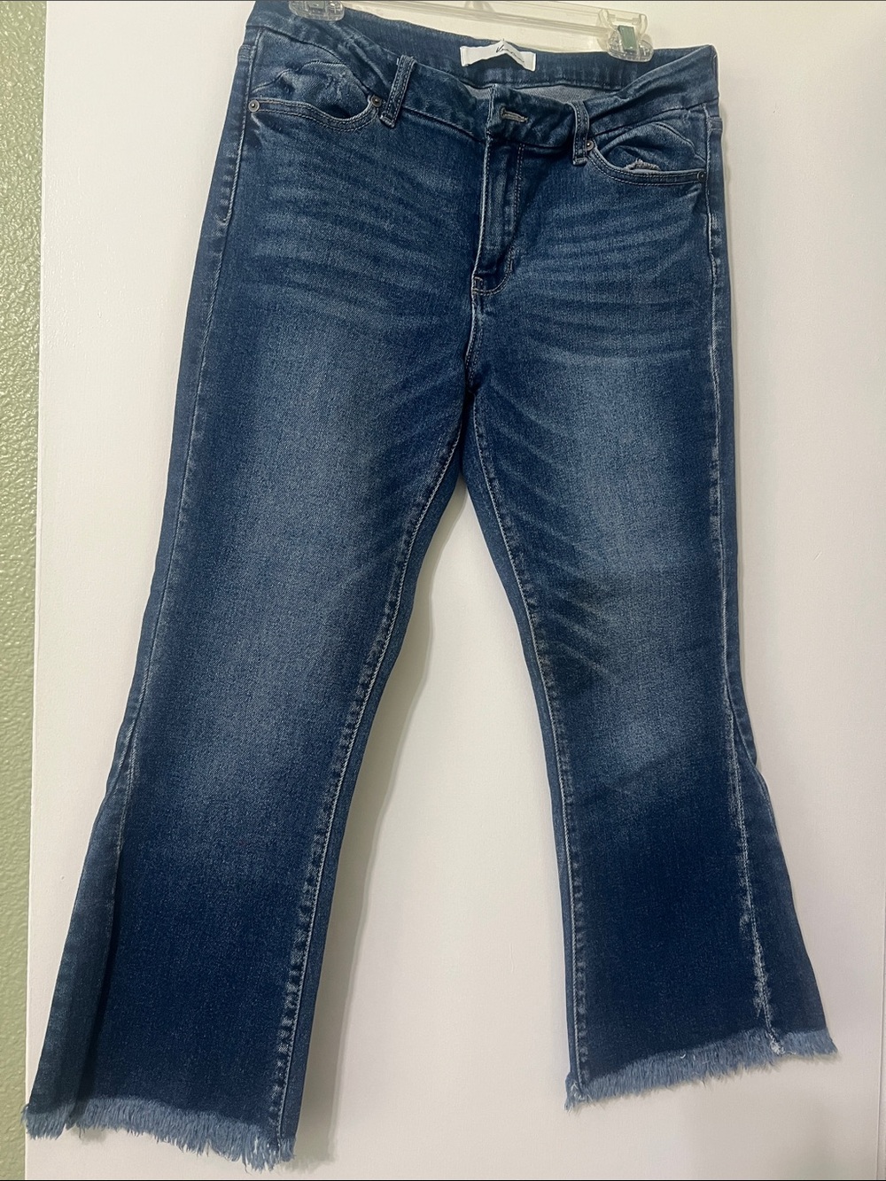 Kan can Dark Wash Crop Flare Jeans - Blue